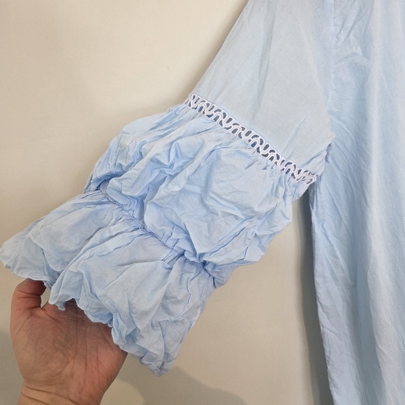 Baby Blue African Boubou Maxi Dress With Embroidery - Picture 5 of 10